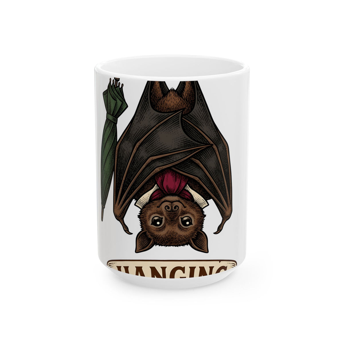 Bat Clipart Mug Funny Creature Gift Women Doodle Mug Bat Mug Humor Fan Cartoon Mug Beast Graphic Classic Parasol Mug