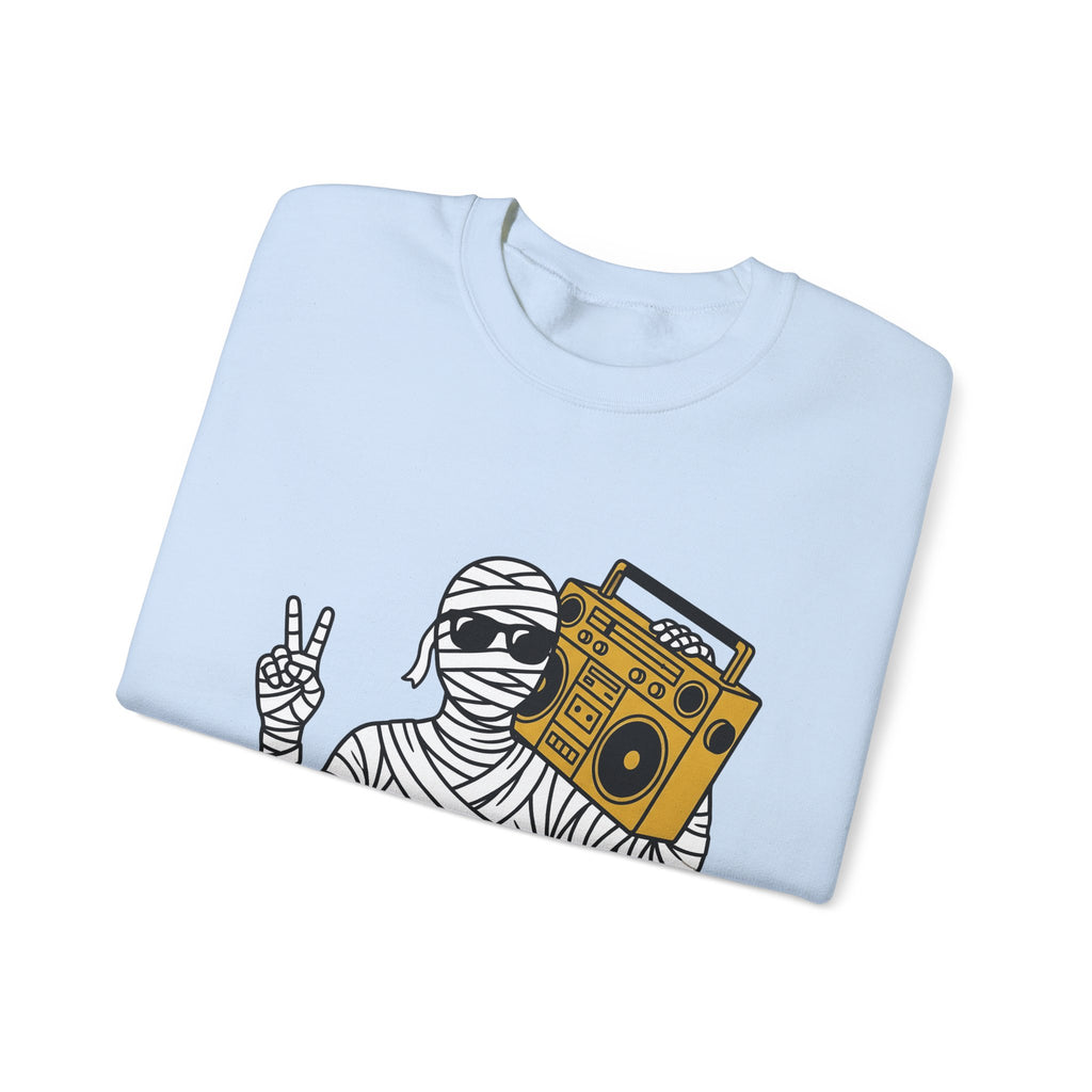 Mummy Boombox Halloween Audio Gift Sketch Wrapped Mummy Horror Fan Monster Drawing Old Sweatshirt