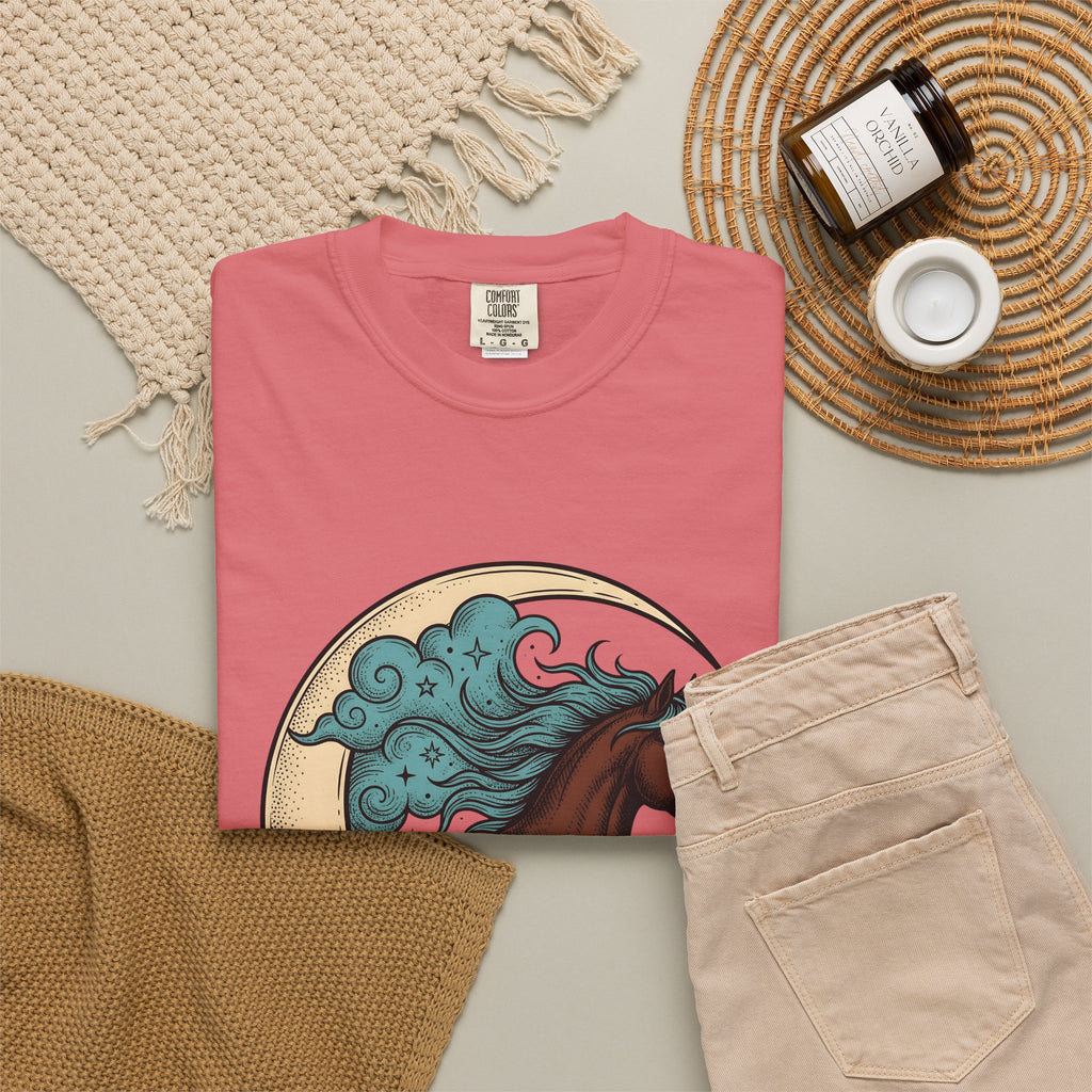 Horse Moon T-Shirt Cowgirl Western Gift Women Boho T-Shirt Equine T-Shirt Rodeo Fan Cowboy Graphic Western Design T-Shirt Boho T-Shirt Vintage Stars