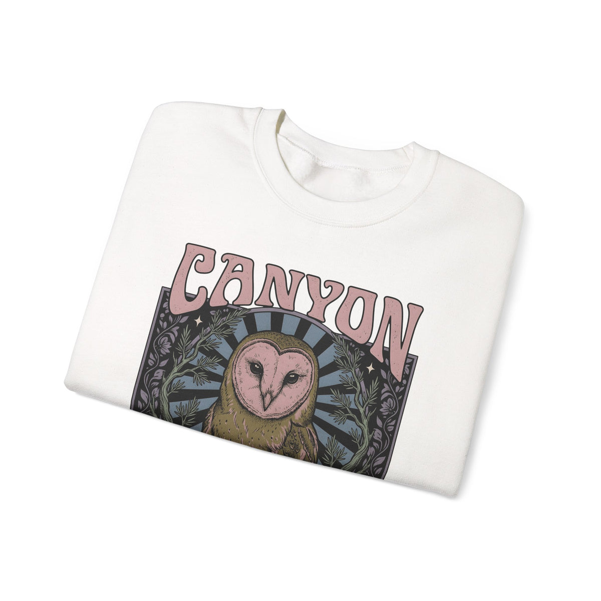 Barn Owl Boho Chic Fauna Gift Hand Drawn Owl Bohemian Fan Illustrated Colorful Blossom Sweatshirt