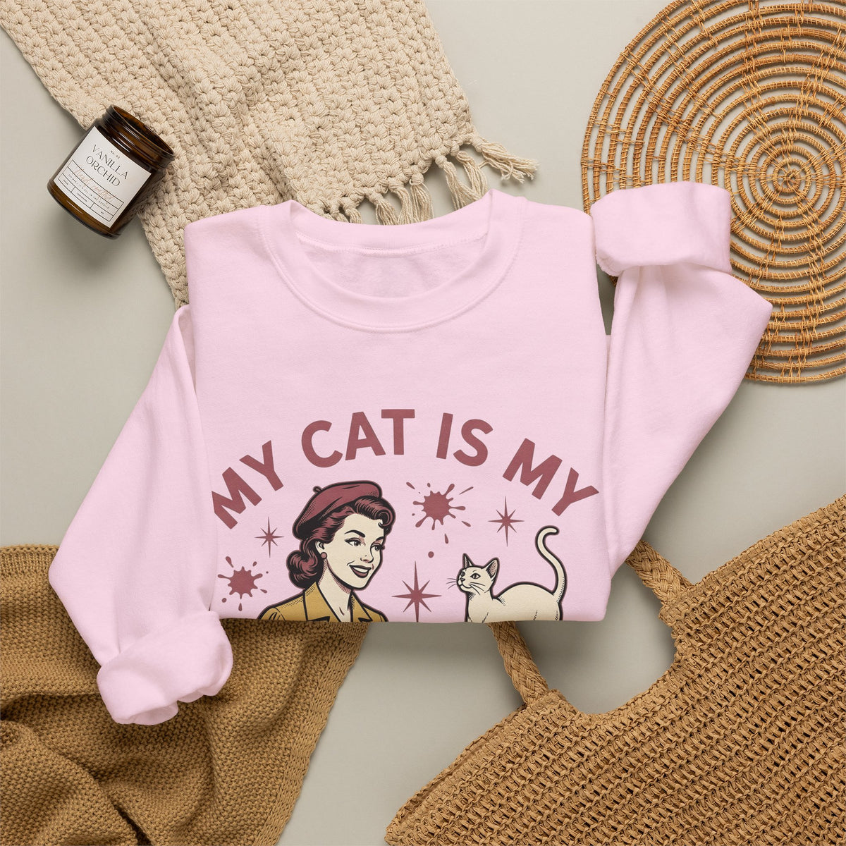 Kitty Artist Sweatshirt Cat Fauna Gift Women Antique Sweatshirt Cat Lady Sweatshirt Feline Fan Vintage Sweatshirt Wildlife Graphic Heritage Art Palette Sweatshirt