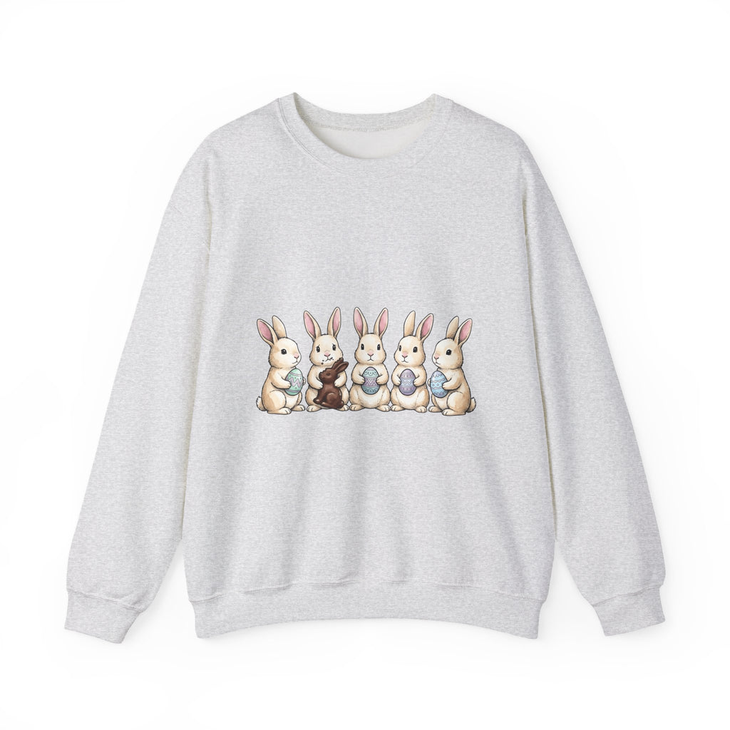 Rabbit Group Sweatshirt Easter Critters Gift Women Doodle Sweatshirt Bunny Sweatshirt Easter Fan Hare Sweatshirt Creature Graphic Minimalist Colorful Egg