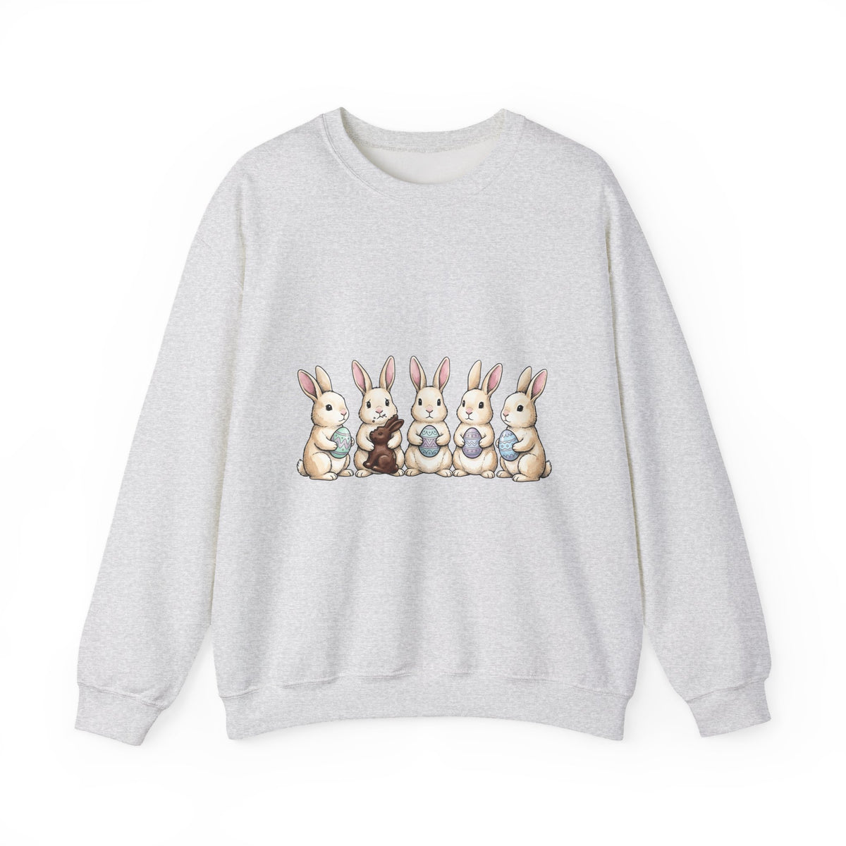 Rabbit Group Sweatshirt Easter Critters Gift Women Doodle Sweatshirt Bunny Sweatshirt Easter Fan Hare Sweatshirt Creature Graphic Minimalist Colorful Egg