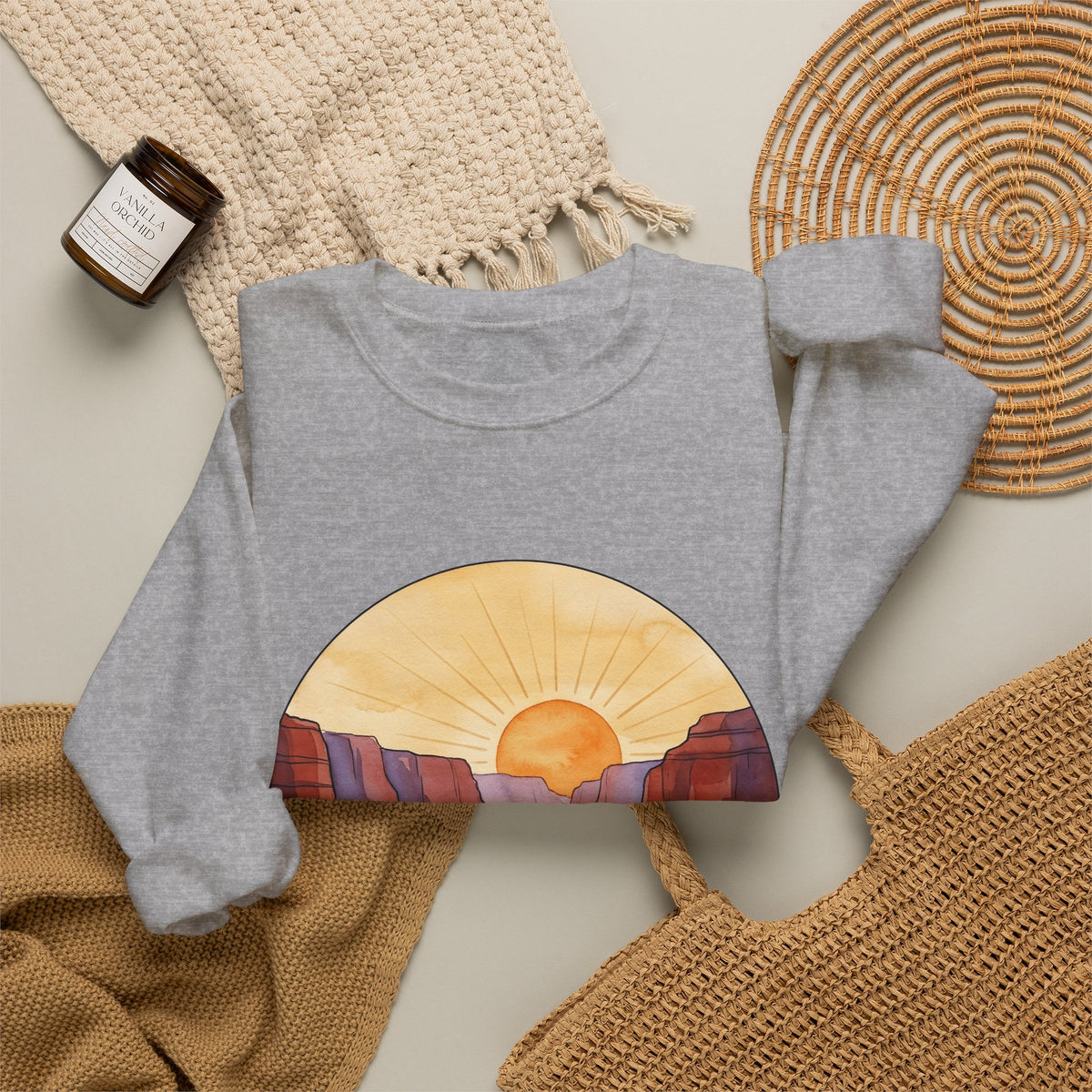 Desert Canyon Sweatshirt Nature Hiking Gift Women Hand Painted Sweatshirt Canyon Sweatshirt Outdoors Enthusiast Painted Sweatshirt Trekker Graphic Retro Dawn