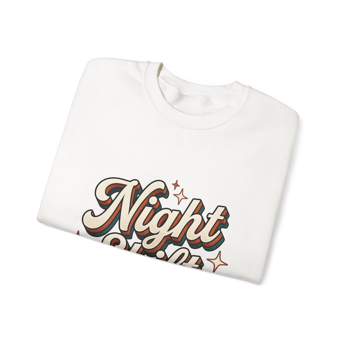 Night Shift Text Sweatshirt Nurses Work Gift Women Retro Sweatshirt Nightshift Sweatshirt Nurse Enthusiast Retrostyle Sweatshirt Job Graphic Vintage Stars