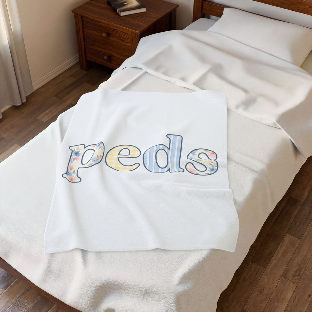 Floral Monogram Blanket Nurses Hospital Gift Women Pale Colors Blanket Initial Blanket Nurse Enthusiast Pastel Blanket Medical Graphic Old School