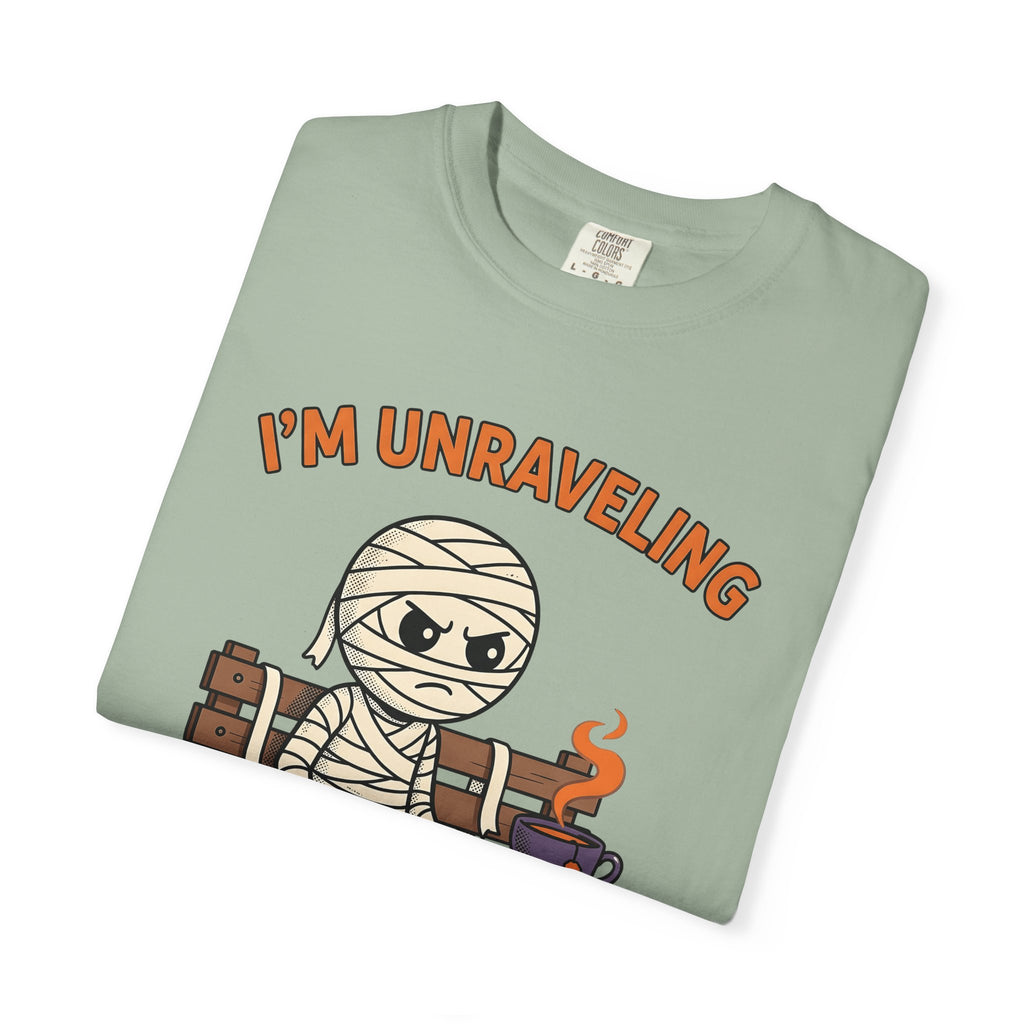 Mummy Halloween Joke Gift Comic Wrap Horror Fan Cartoon Pun Retro Teacup T-Shirt