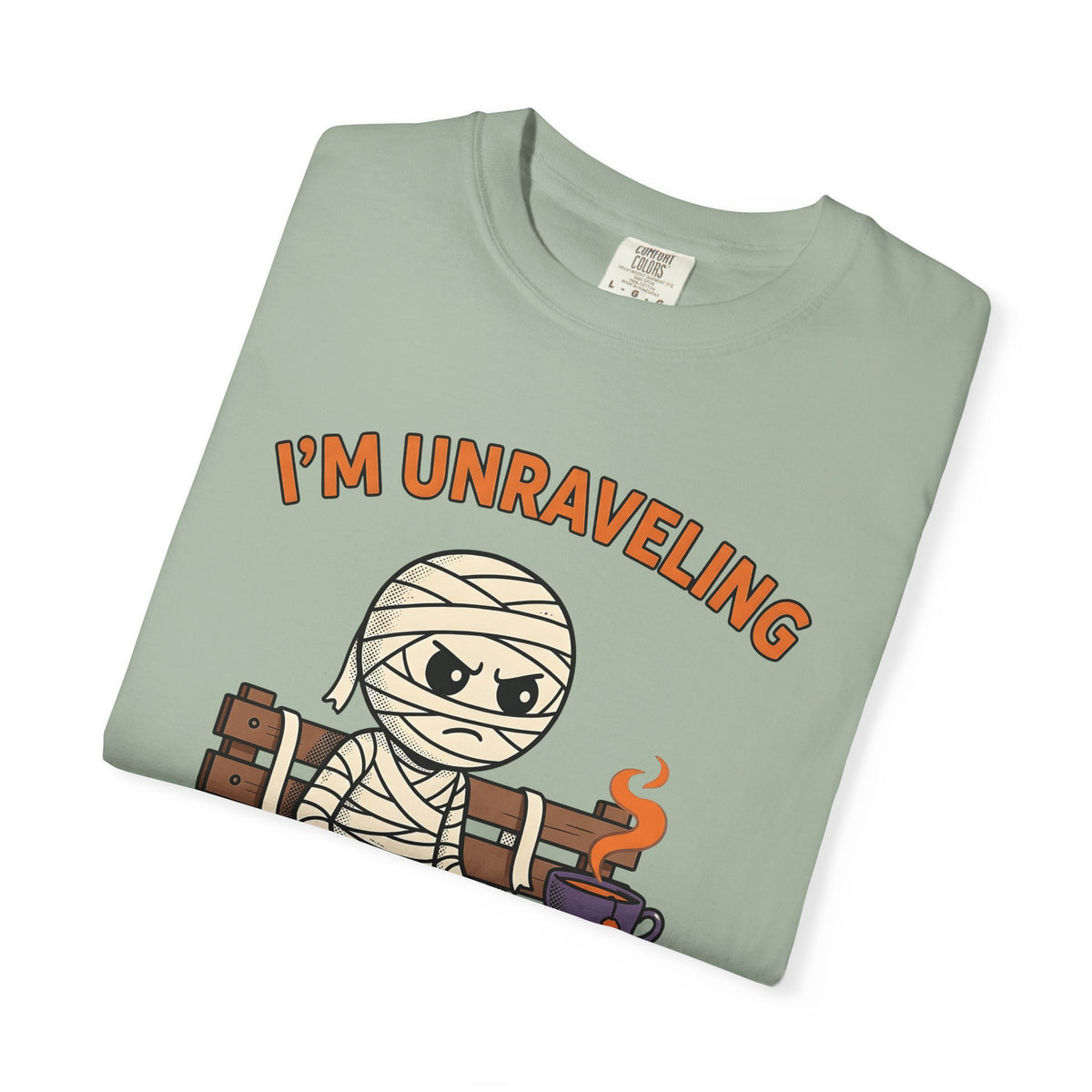 Mummy Halloween Joke Gift Comic Wrap Horror Fan Cartoon Pun Retro Teacup T-Shirt