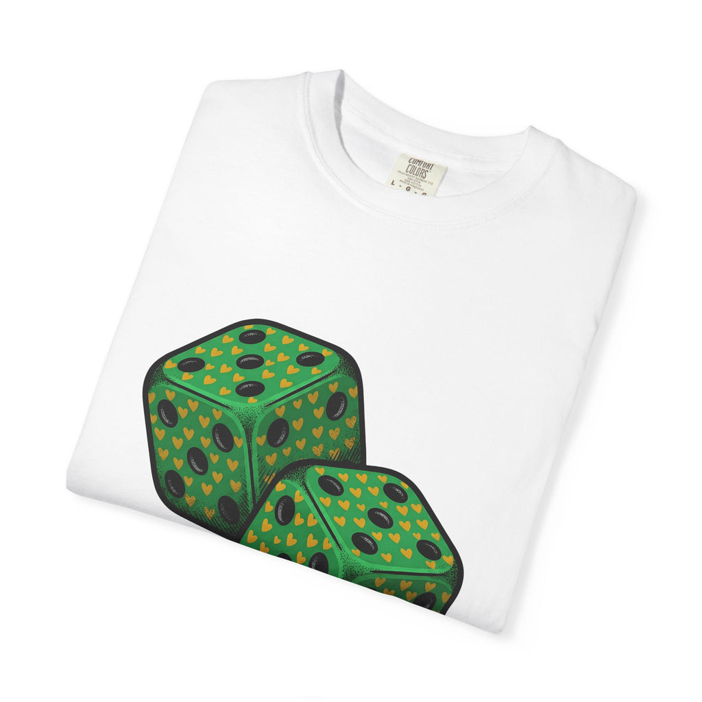 Green Dice T-Shirt St Patrick's Day Fortune Gift Women Vintage T-Shirt Dice T-Shirt Luck Enthusiast Retro T-Shirt Prosperity Graphic Retro Heart
