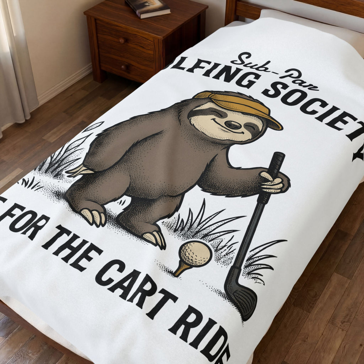 Sloth Golf Blanket Golf Animal Gift Women Cartoon Blanket Golfing Blanket Golfer Fan Comic Blanket Wildlife Graphic Vintage Visor Blanket