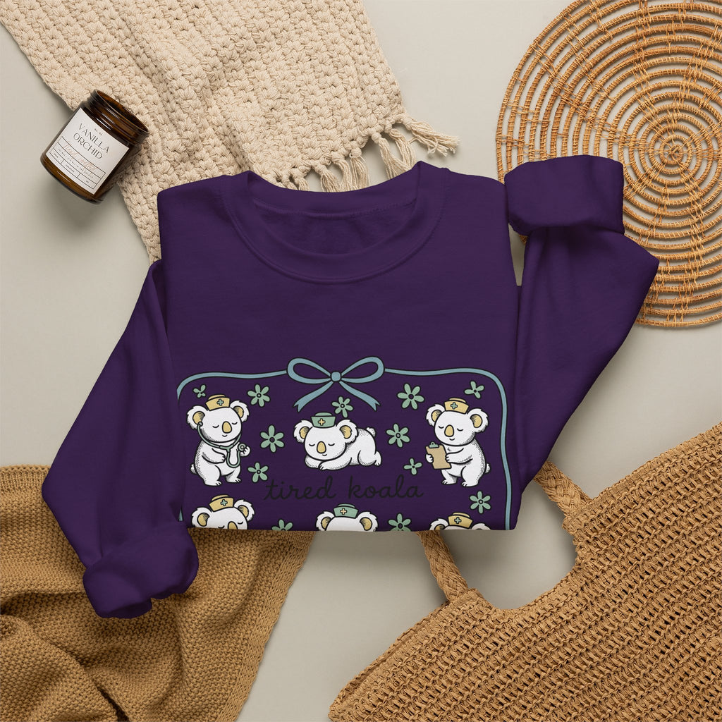 Medical Koala Sweatshirt Nurses Fauna Gift Women Sweet Sweatshirt Koala Sweatshirt Nurse Enthusiast Cute Sweatshirt Wildlife Graphic Doodle Florals Sweatshirt