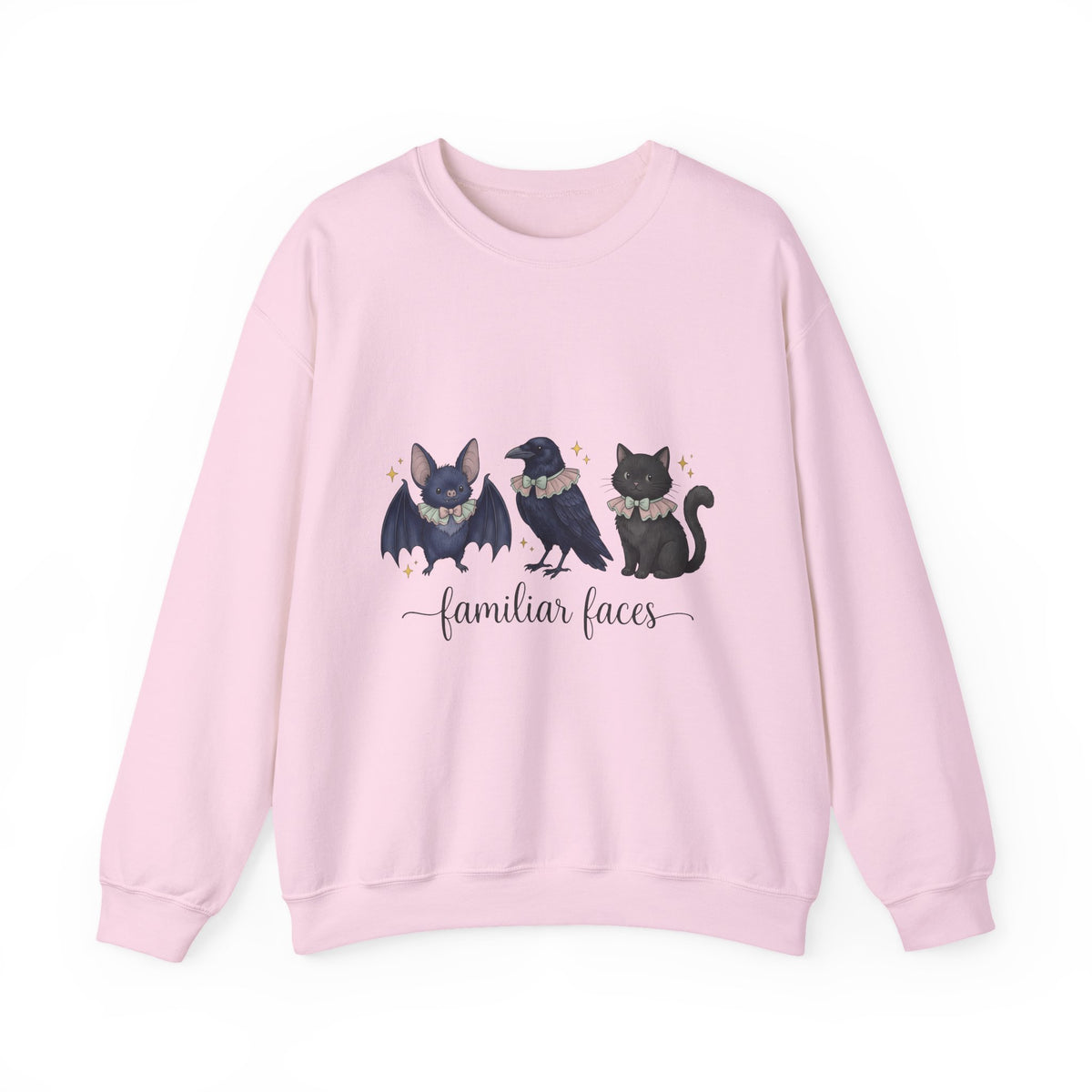 Bat Crow Cat Sweatshirt Halloween Witch Gift Women Cute Sweatshirt Animal Sweatshirt Spooky Fan Cartoon Sweatshirt Magical Graphic Hand