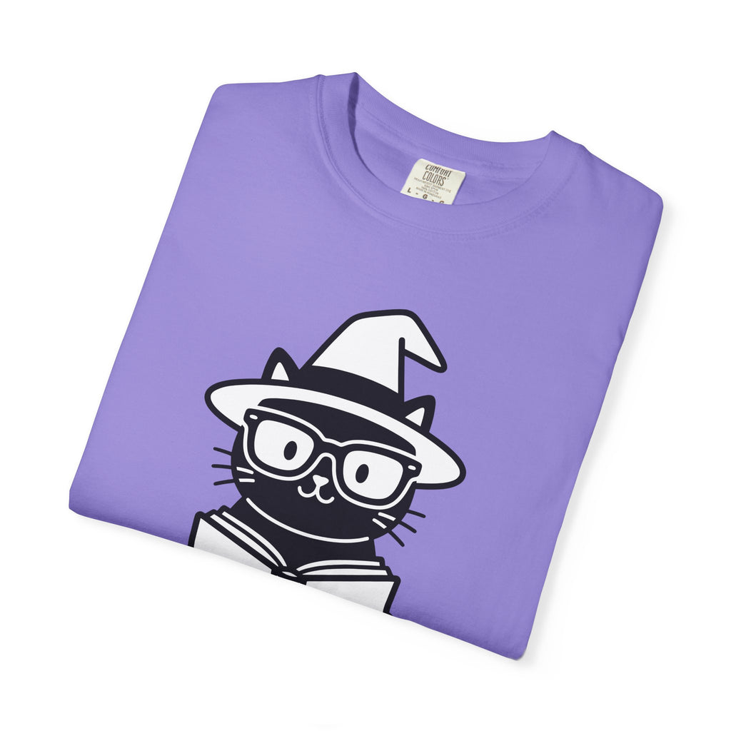 Dark Cat Witch T-Shirt Halloween Literature Gift Women Animated T-Shirt Black Cat Witch T-Shirt Horror Fan Cartoon T-Shirt Book Graphic Clean