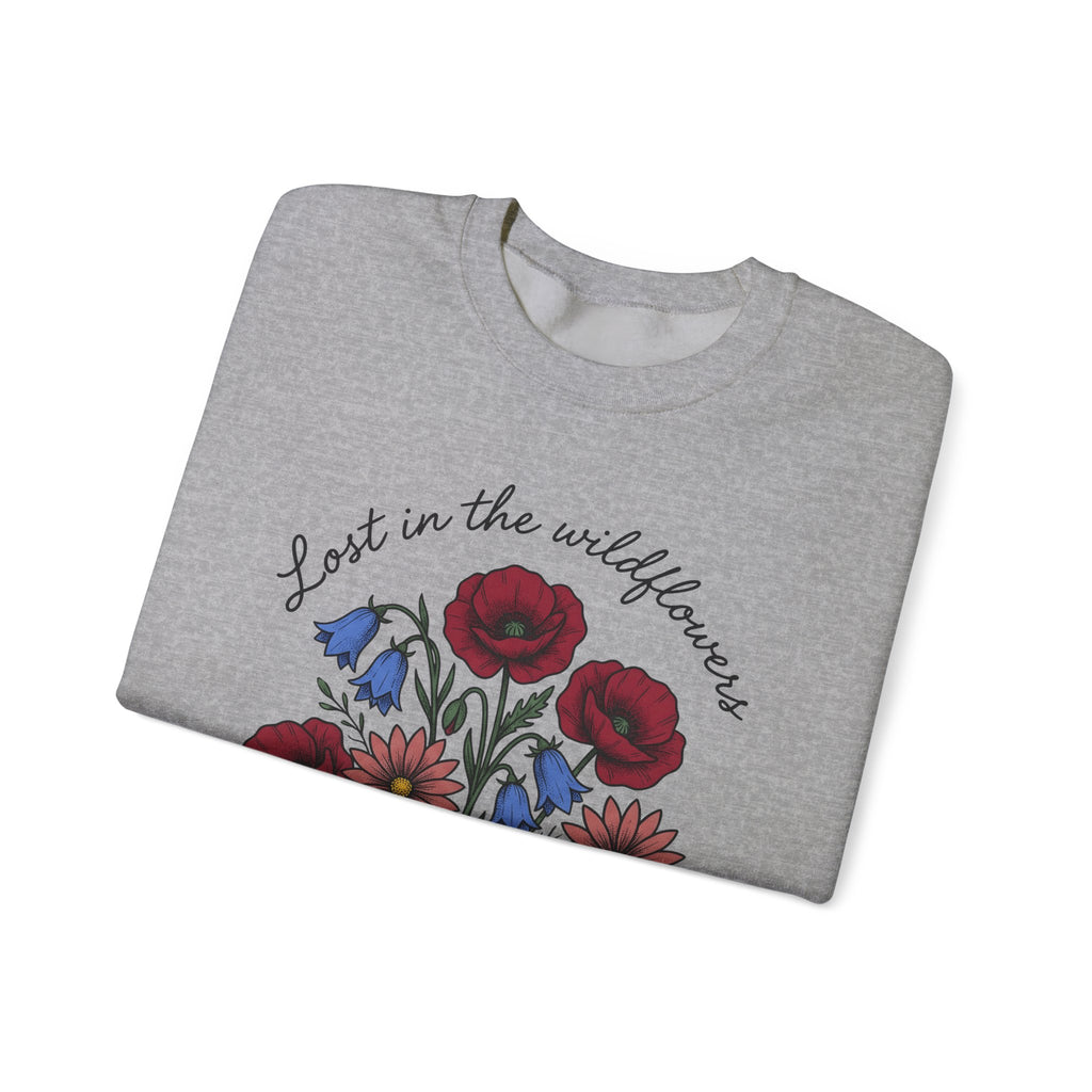 Meadow Flowers Sweatshirt Floral Garden Gift Women Plant Drawing Sweatshirt Wildflowers Sweatshirt Flower Fan Botanical Sweatshirt Yard Graphic Hand Drawn
