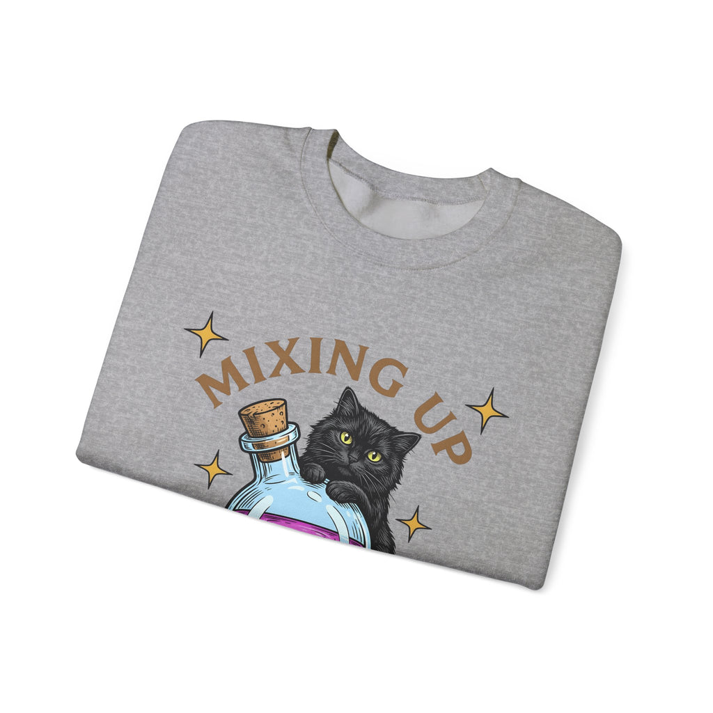Black Cat Potion Sweatshirt Cat Humor Gift Women Cartoon Sweatshirt Magic Potion Sweatshirt Cat Fan Comic Sweatshirt Funny Graphic Vintage Stars Sweatshirt