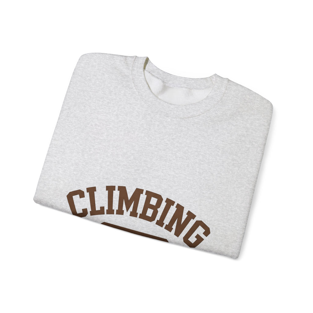 Climbing Text Sweatshirt Climbing Fitness Gift Women Bold Sweatshirt Boulder Sweatshirt Climber Enthusiast Graphic Sweatshirt Workout Graphic Retro Arched