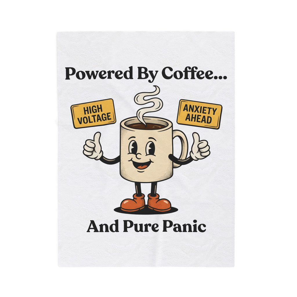 Coffee Cup Mascot Blanket Coffee Jokes Gift Women Comic Blanket Blanket Blanket Caffeine Fan Cartoon Blanket Humor Graphic Retro Caution Symbols Blanket