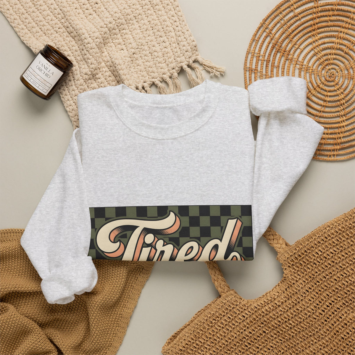 Checkered Text Sweatshirt Nurses Work Gift Women Bold Sweatshirt Plaid Sweatshirt Nurse Enthusiast Typography Sweatshirt Job Graphic Retro Drip Border Sweatshirt
