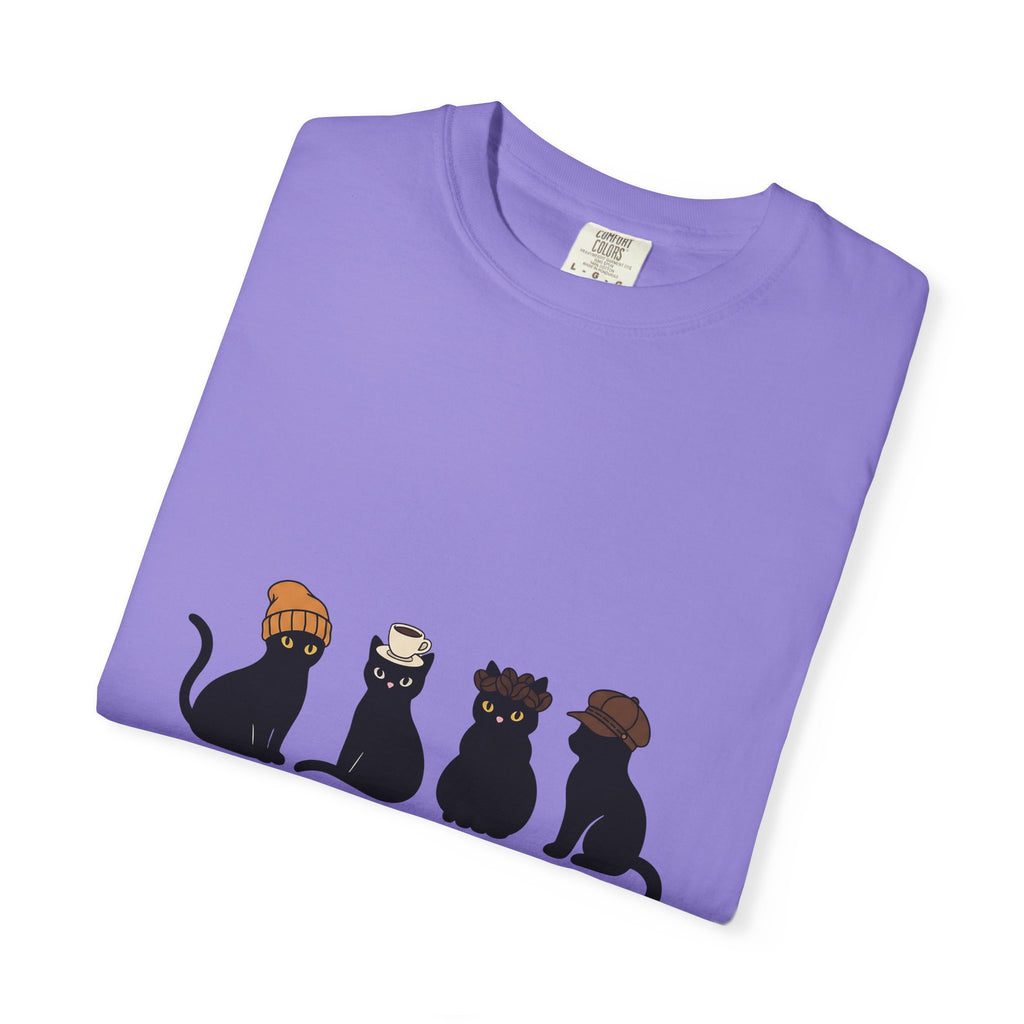 Black Cat T-Shirt Cat Cafe Gift Women Kawaii T-Shirt Kitty T-Shirt Cat Fan Feline T-Shirt Coffee Graphic Minimal Simple Hat T-Shirt