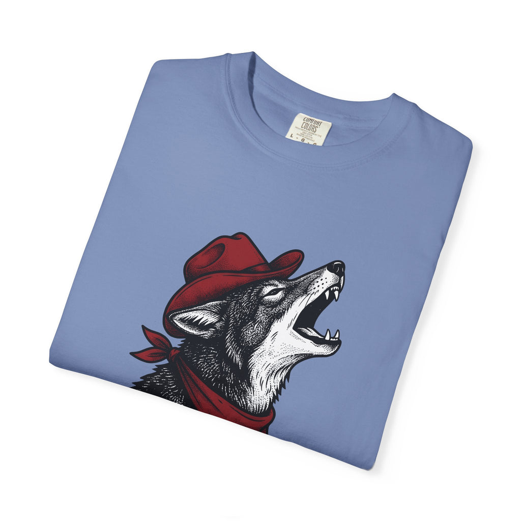 Cowboy Wolf T-Shirt Cowgirl Western Gift Women Vintage T-Shirt Werewolf T-Shirt Cowboy Fan Retro T-Shirt Rodeo Graphic Hand Drawn Bandana T-Shirt
