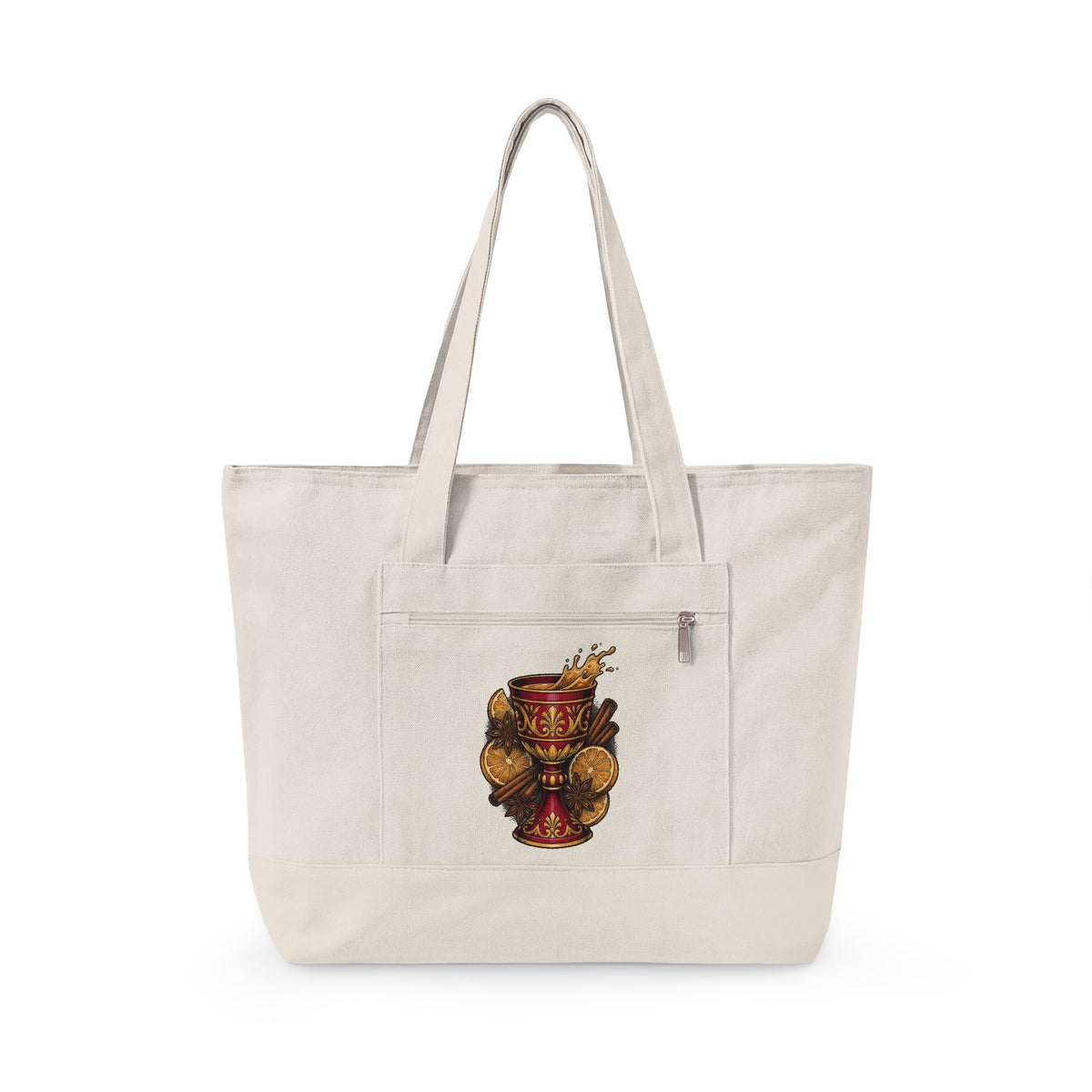 Hot Spiced Drink Holiday Yuletide Gift Farmhouse Mulled Wine Christmas Fan Rustic Winter Outline Tote Bag