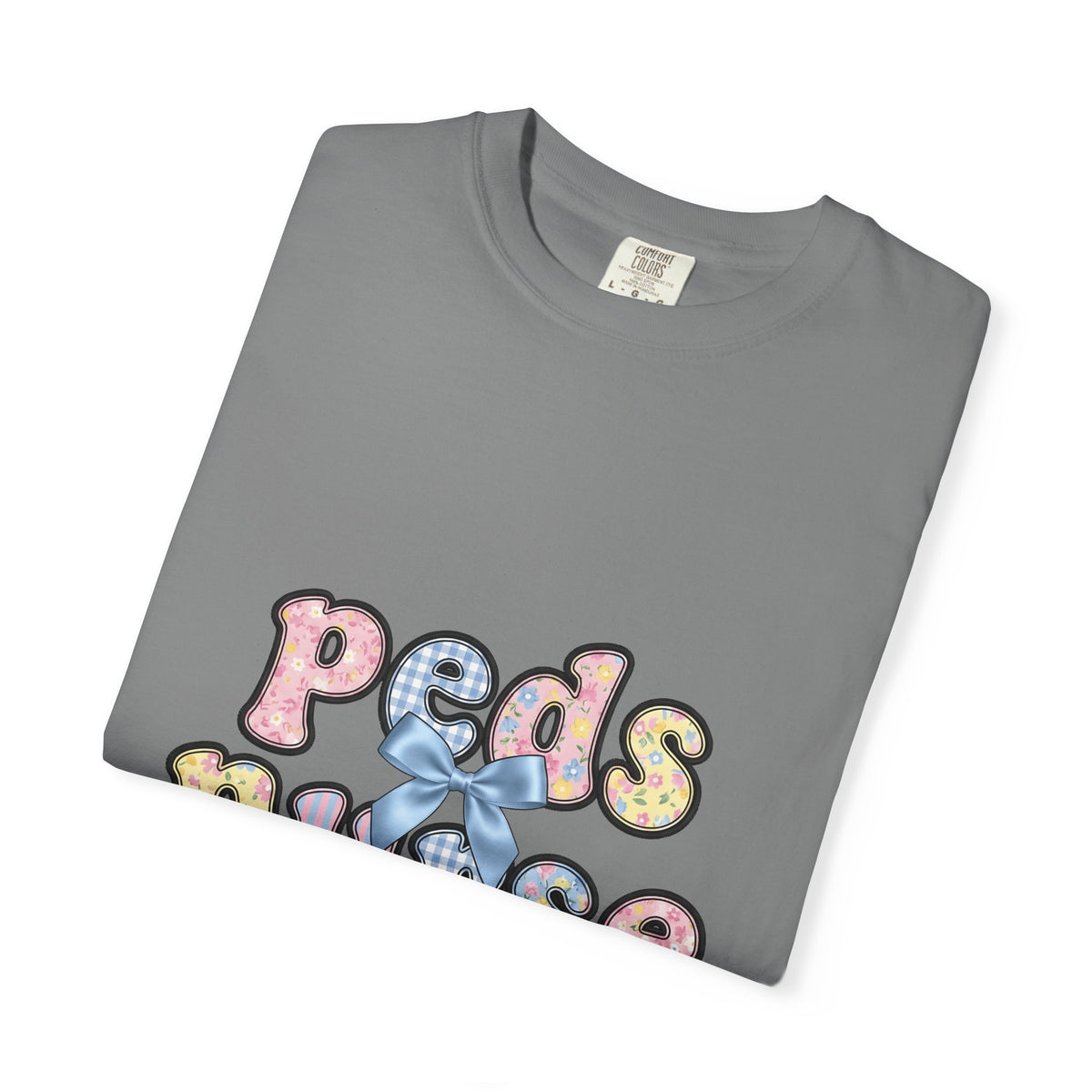 Pastel Fabric Typography T-Shirt Nurse Flower Gift Women Adorable T-Shirt Textile T-Shirt Nursing Enthusiast Typography T-Shirt Floral Graphic Old