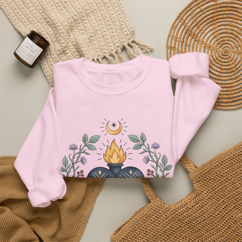 Sacred Heart Sweatshirt Boho Chic Spiritual Gift Women Folk Art Sweatshirt Heart Sweatshirt Hippie Enthusiast Primitive Sweatshirt Mystical Graphic Vintage