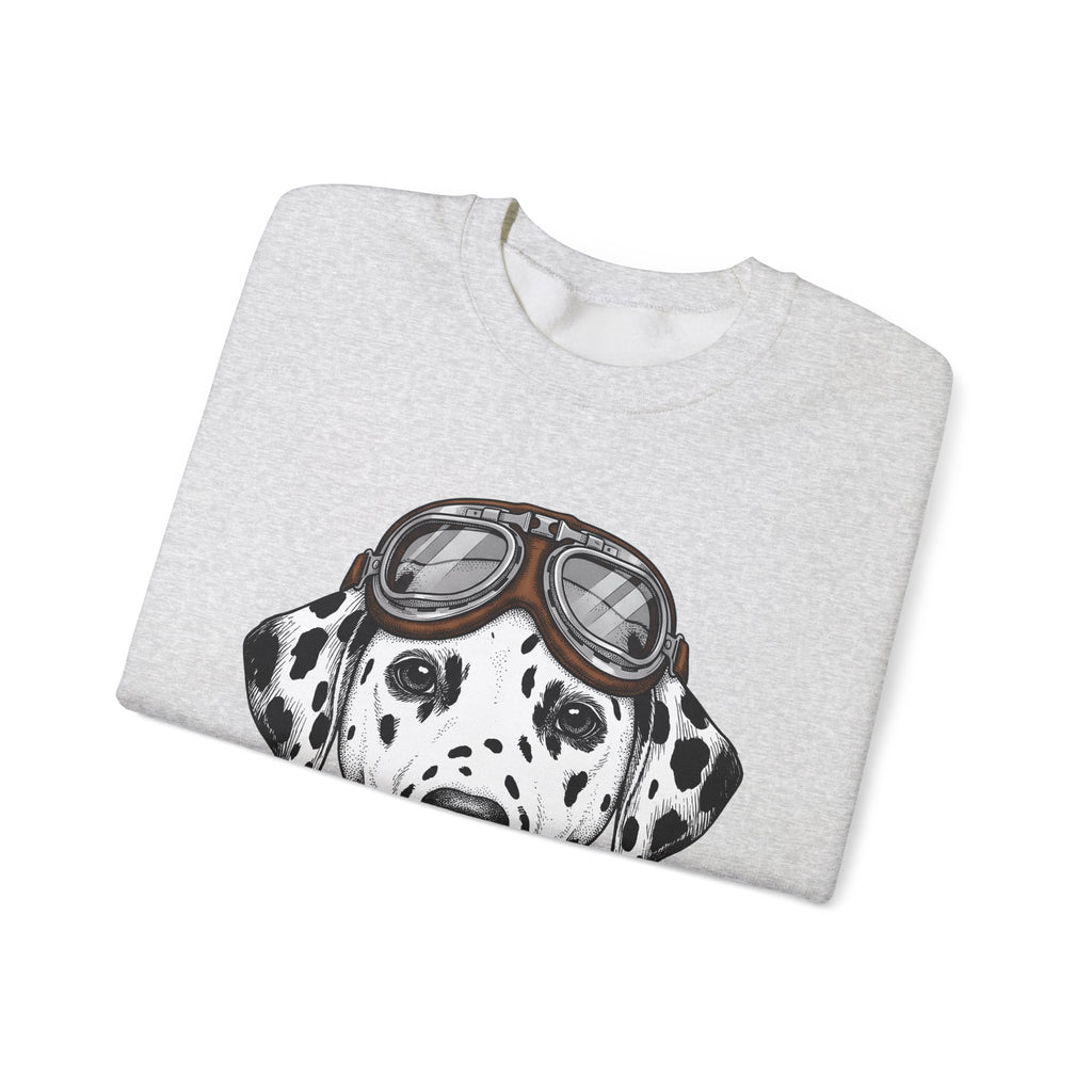 Dalmatian Puppy Sweatshirt Dog Pets Gift Women Line Art Sweatshirt Puppy Sweatshirt Dog Fan Dalmatian Sweatshirt Animal Graphic Retro Pilot Goggles Sweatshirt
