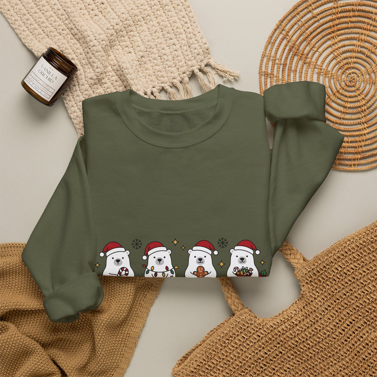 Polar Bear Pack Christmas Fauna Gift Playful Ursidae Xmas Fan Arctic Animal Wildlife Festive Sweatshirt