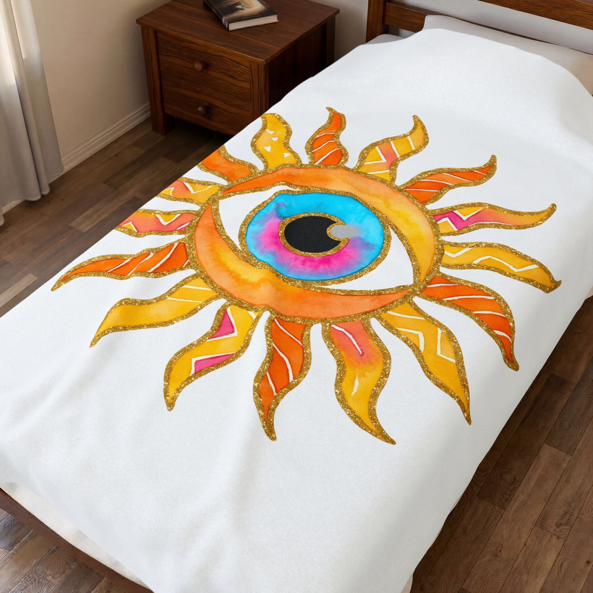 Sun Eye Blanket Boho Wellness Gift Women Minimalist Blanket Sun Blanket