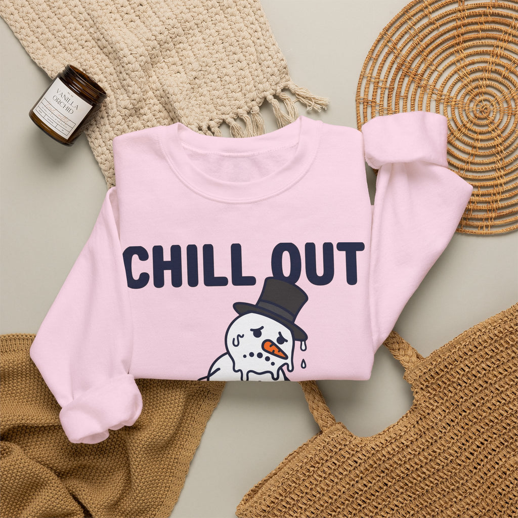 Melting Snowman Sweatshirt Christmas Comedy Gift Women Illustration Sweatshirt Frosty Sweatshirt Xmas Fan Drawing Graphic Sketch Top Hat Sweatshirt