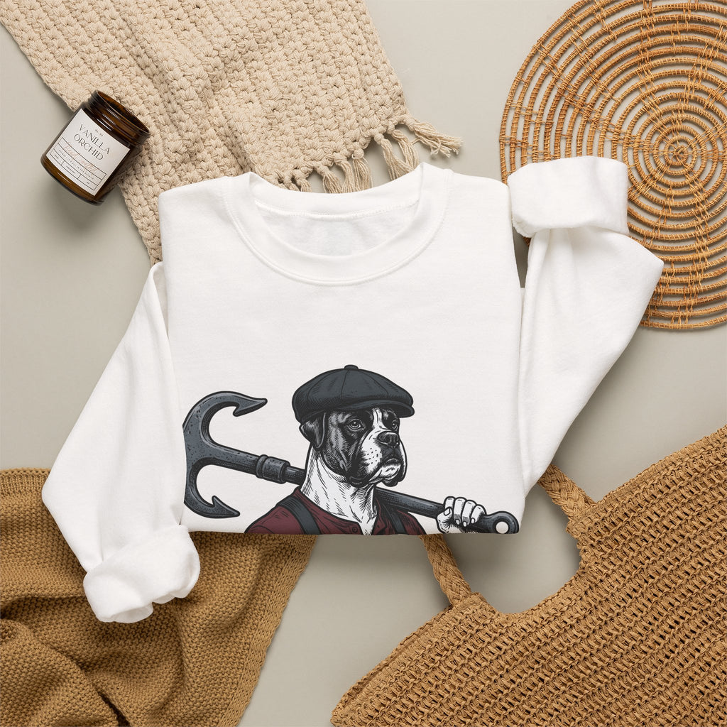 Boxer Hound Sweatshirt Dog Craftsman Gift Women Classic Sweatshirt Hound Dog Sweatshirt Dog Fan Vintage Sweatshirt Artisan Graphic Doodle Flat Hat Sweatshirt