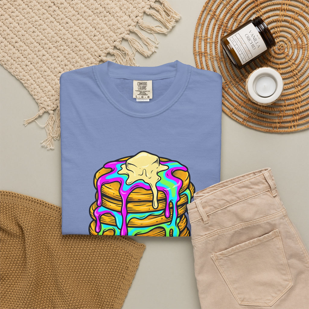 Pancake Tower T-Shirt Desserts Brunch Gift Women Cartoon T-Shirt Stack T-Shirt Sweets Fan Cute T-Shirt Breakfast Graphic Vintage Honey T-Shirt