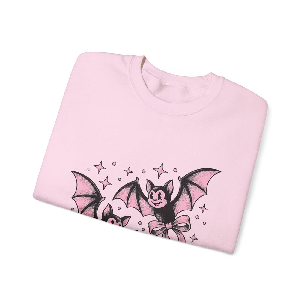 Sweet Bats Sweatshirt Halloween Horror Gift Women Chibi Sweatshirt Flying Fox Sweatshirt Spooky Fan Creepy Sweatshirt Horror Graphic Old School Hair Bows