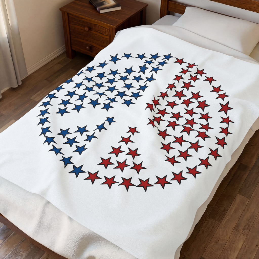 Peace Sign Stars Blanket 4th Of July Calm Gift Women Independence Blanket Star Symbol Blanket Patriot Fan Retro Blanket Serene Graphic Throwback