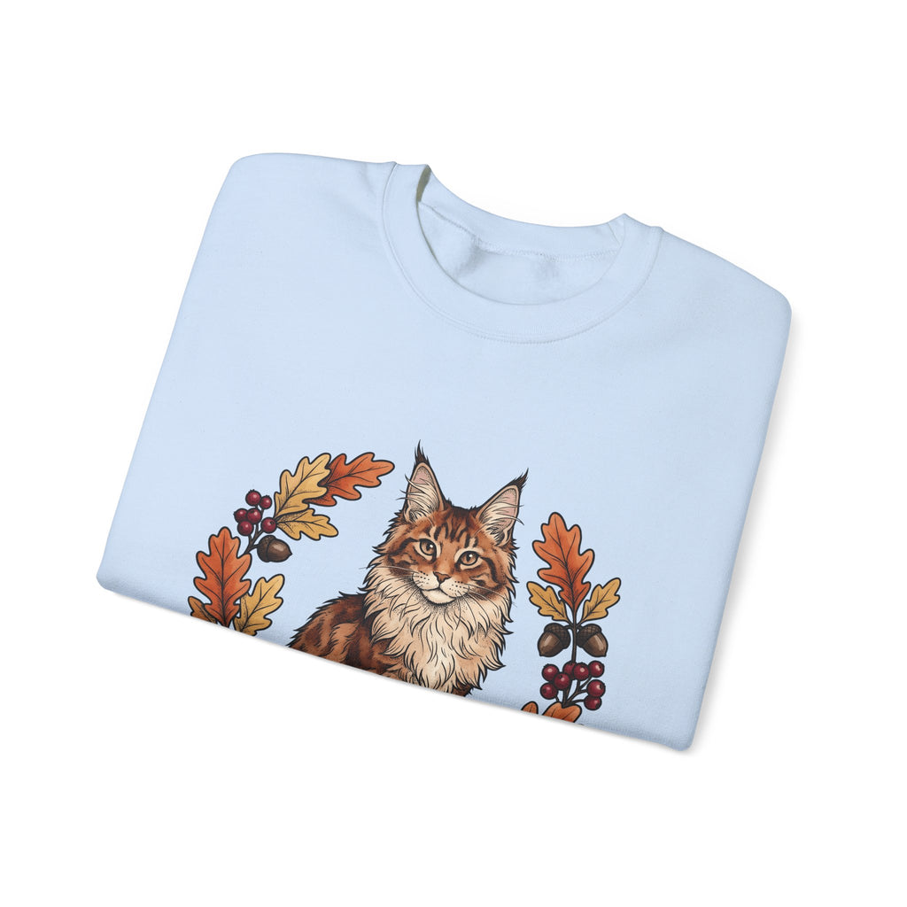 Maine Coon Pet Sweatshirt Cat Pumpkin Gift Women Greenery Sweatshirt Cat Sweatshirt Cat Fan Foliage Sweatshirt Gourd Graphic Old-Fashioned Orange Leaves Sweatshirt