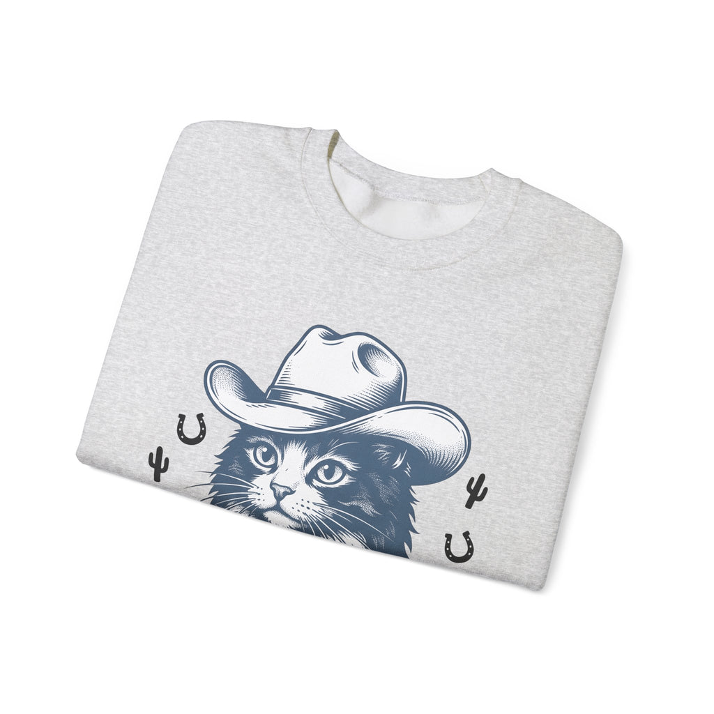 Western Cat Sweatshirt Cat Cowboy Gift Women Distressed Sweatshirt Kitty Sweatshirt Cat Fan Frayed Sweatshirt Rodeo Graphic Doodle Desert Plant Sweatshirt