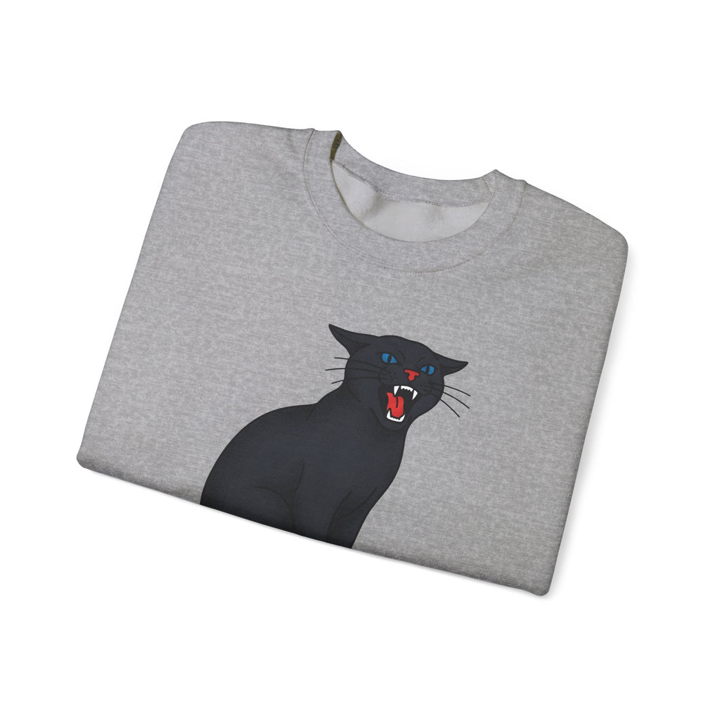 Black Cat Sweatshirt Cat Humor Gift Women Bold Graphic Sweatshirt Cat Sweatshirt Cat Fan Graphic Sweatshirt Funny Graphic Retro Fangs Sweatshirt