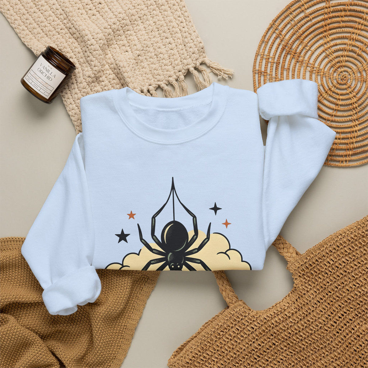 Spider Flask Sweatshirt Halloween Eerie Gift Women Typography Sweatshirt Flask Sweatshirt Horror Fan Gothic Sweatshirt Spooky Graphic Classic Glitter Sweatshirt