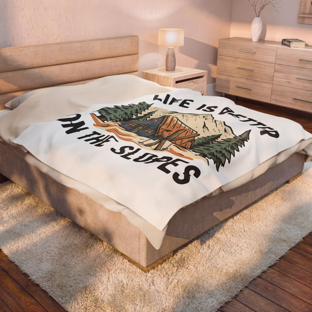 Ski Lodge Blanket Skiing Exploration Gift Women Retro Blanket Lodge Blanket Skier Enthusiast Vintage Blanket Adventure Graphic Sketch Peaks Blanket