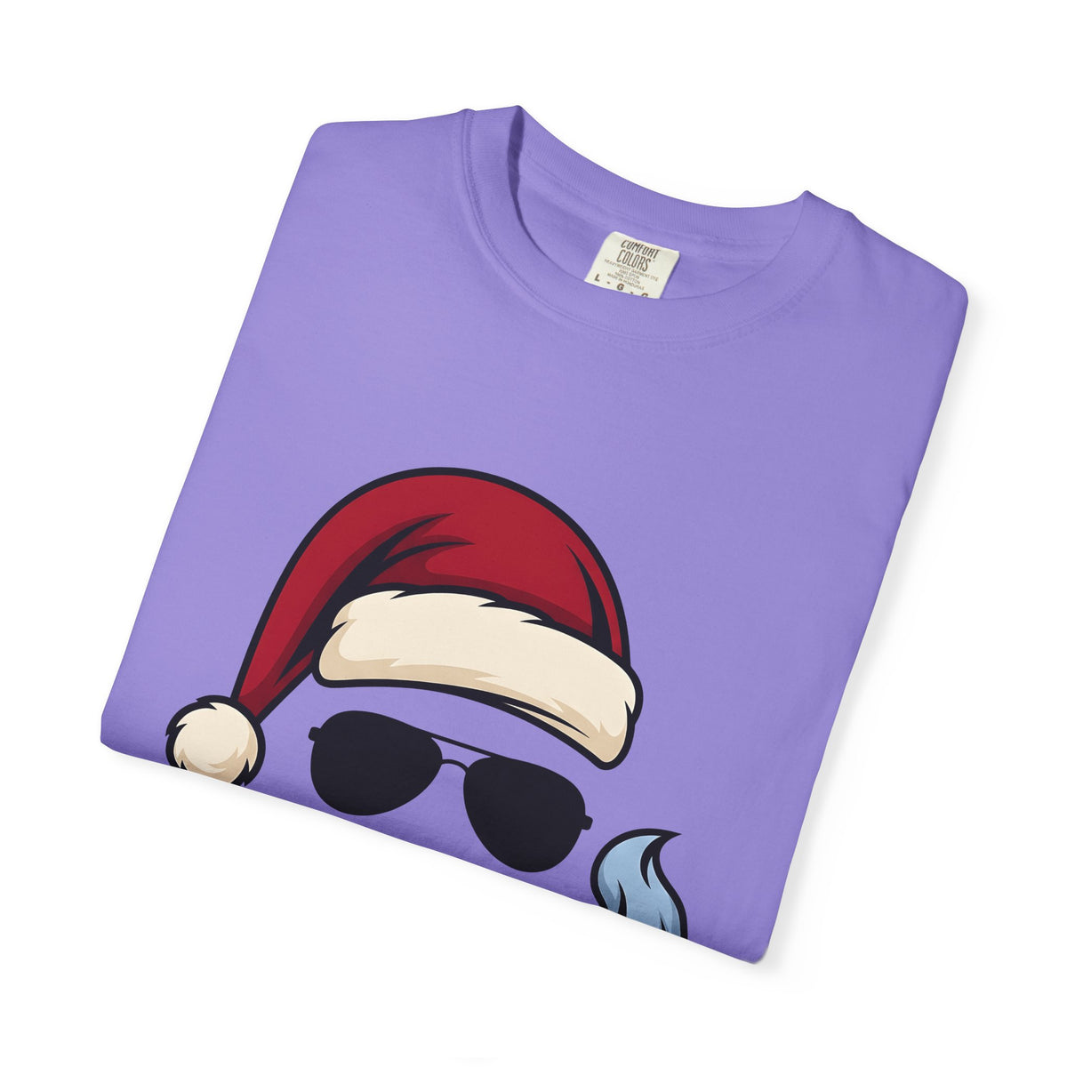 Santa Hat Sunglasses Christmas Humor Gift Cartoon Cool Shades Xmas Fan Funny Retro Smoking T-Shirt