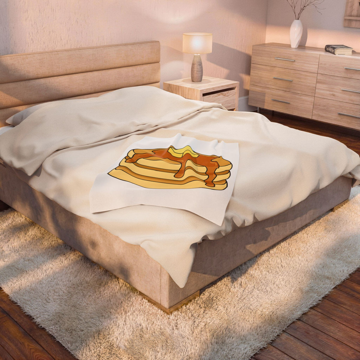 Flapjack Pile Blanket Desserts Brunch Gift Women Comic Blanket Granola Bar Blanket Pastry Fan Cartoon Blanket Breakfast Graphic Simple Honey Blanket