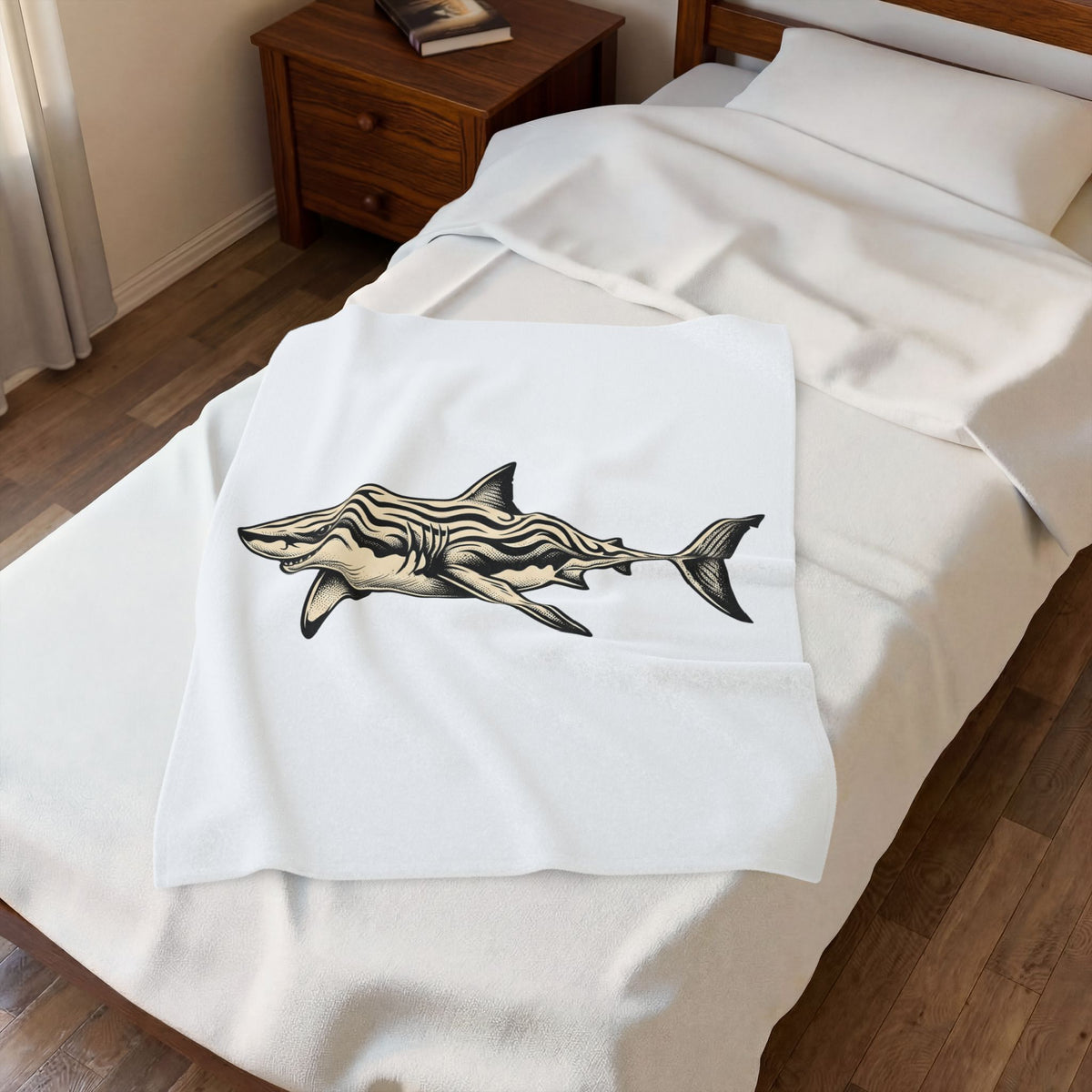 Shark Blanket Ocean Creatures Gift Women Geometric Blanket Shark Blanket Marine Fan Abstract Blanket Wildlife Graphic Sketch Bands Blanket