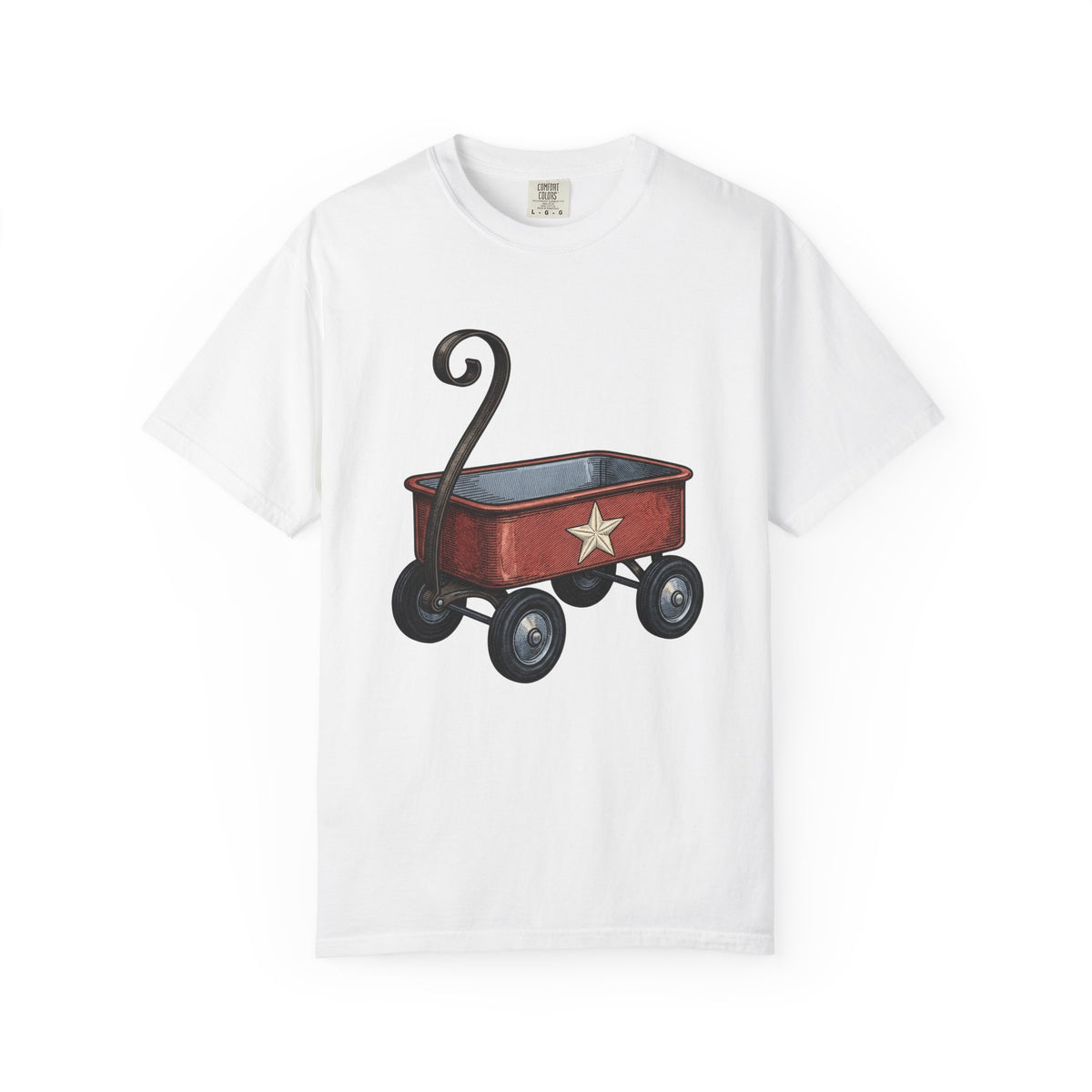 Red Wagon 4Th Of July Usa Gift Antique Cart Fireworks Fan Vintage American Line T-Shirt