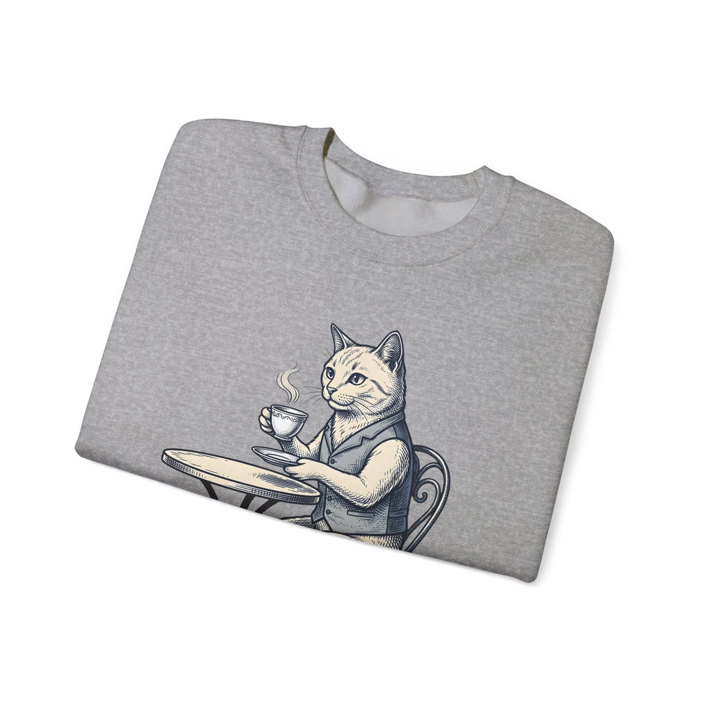 Cat Mocha Sweatshirt Coffee Creature Gift Women Nostalgic Sweatshirt Kitten Sweatshirt Coffee Fan Animal Graphic Doodle Café Bench Sweatshirt