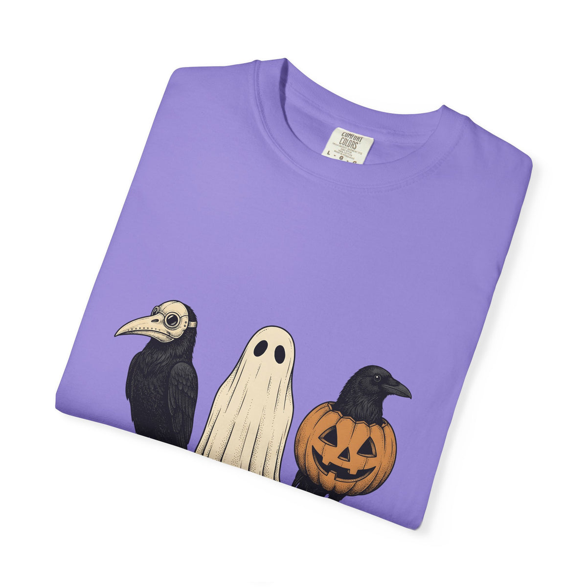 Raven Outfit T-Shirt Halloween Horror Gift Women Retro T-Shirt Crow Outfit T-Shirt Horror Fan Creepy Graphic T-Shirt Sketch Jack-O-Lantern T-Shirt