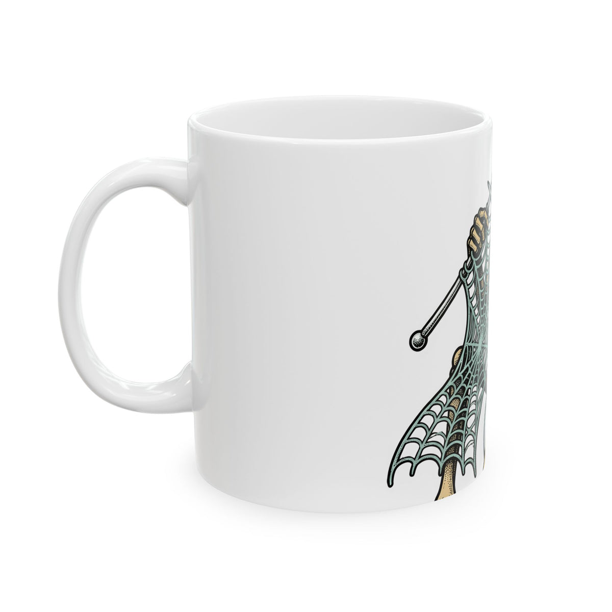 Bones Knitting Mug Halloween Alternative Gift Women Old School Tattoo Mug Skeleton Mug Horror Fan Traditional Mug Gothic Graphic