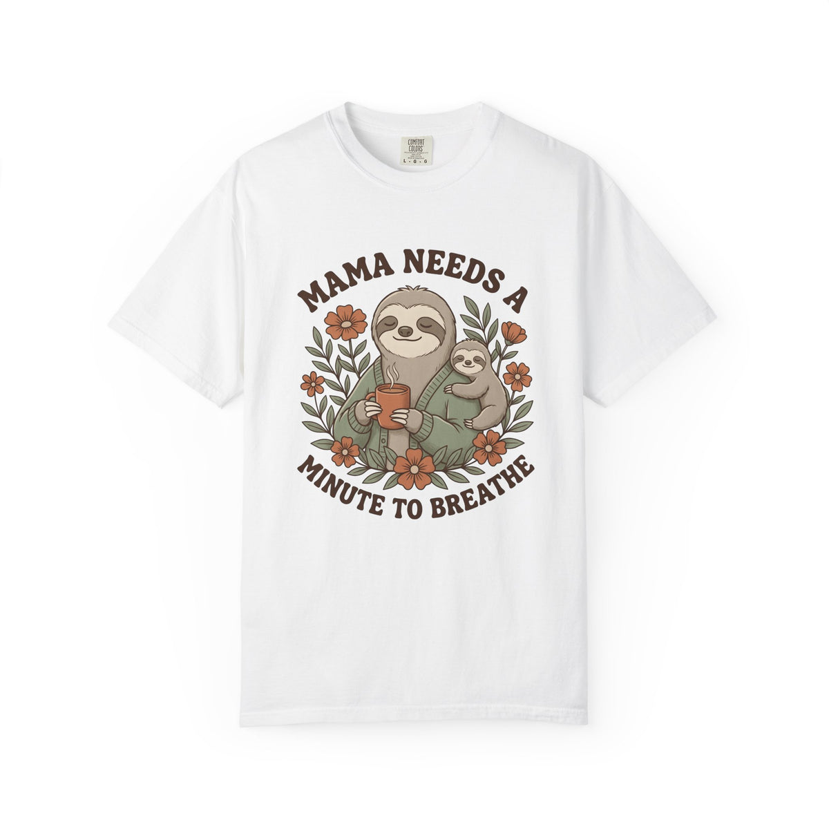 Sloth Mother Moms Espresso Gift Kawaii Sloth Mom Enthusiast Cute Coffee Sketch Blossoms T-Shirt