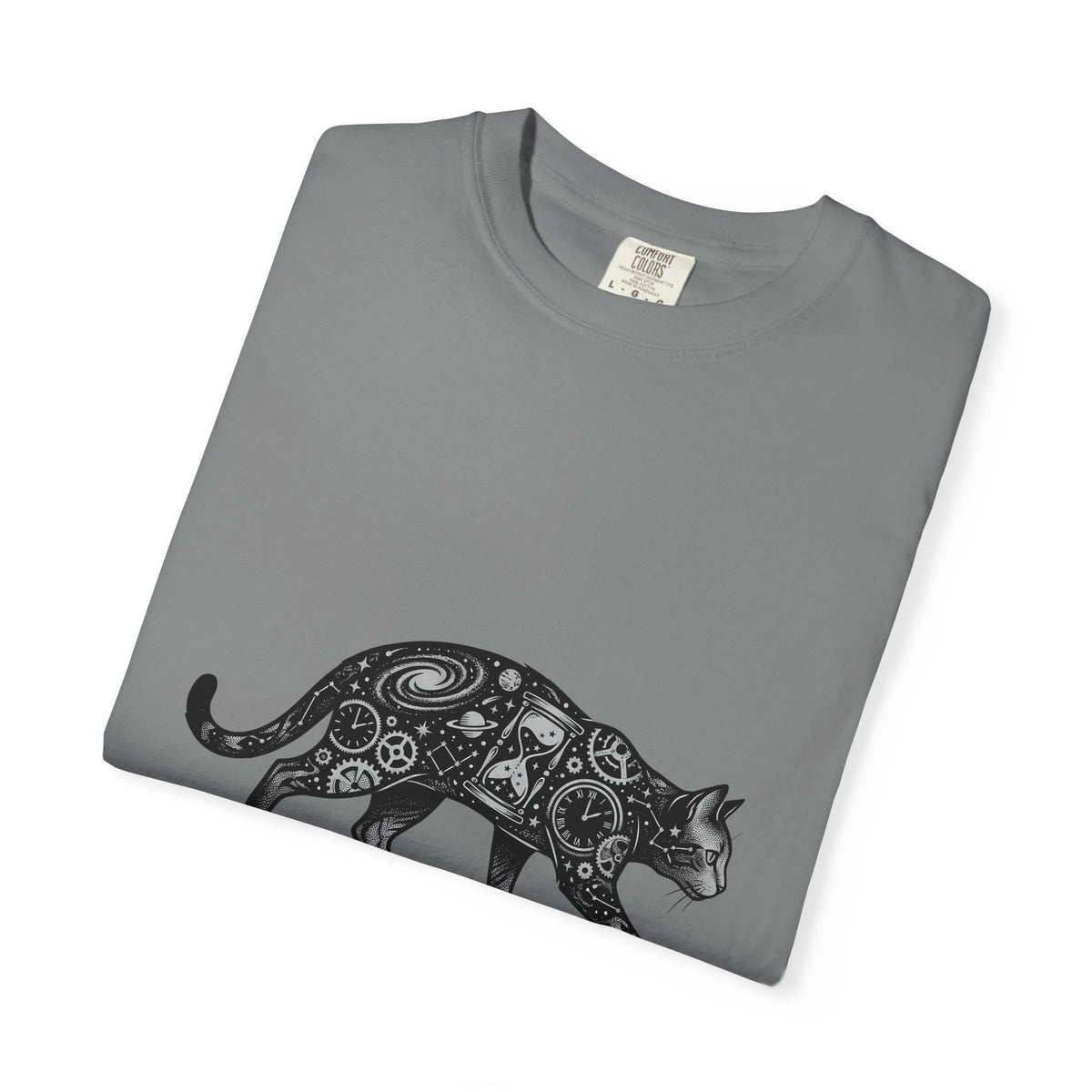 Cosmic Cat T-Shirt Cat Steampunk Gift Women Tattoo Style T-Shirt Kitty T-Shirt Cat Fan Traditional T-Shirt Steampunk Graphic Vintage Gears T-Shirt