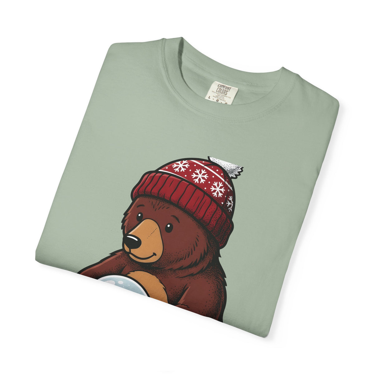 Bear Snow Globe T-Shirt Animals Holiday Gift Women Cute T-Shirt Snow Globe T-Shirt Wildlife Fan Cartoon T-Shirt Christmas Graphic Hand Drawn Winter